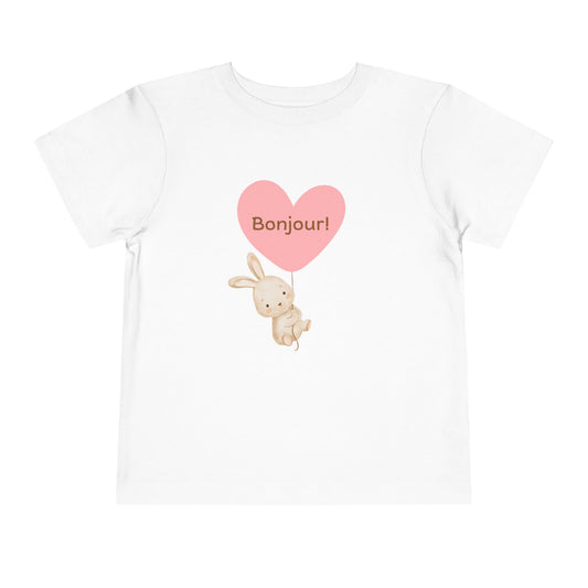 Bonjour Toddler Tee with Bunny & Heart