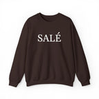 SALÉ (salty) embroidered French pun Text Crewneck Sweatshirt, Minimal French Word Graphic sweater for francophones by Printify