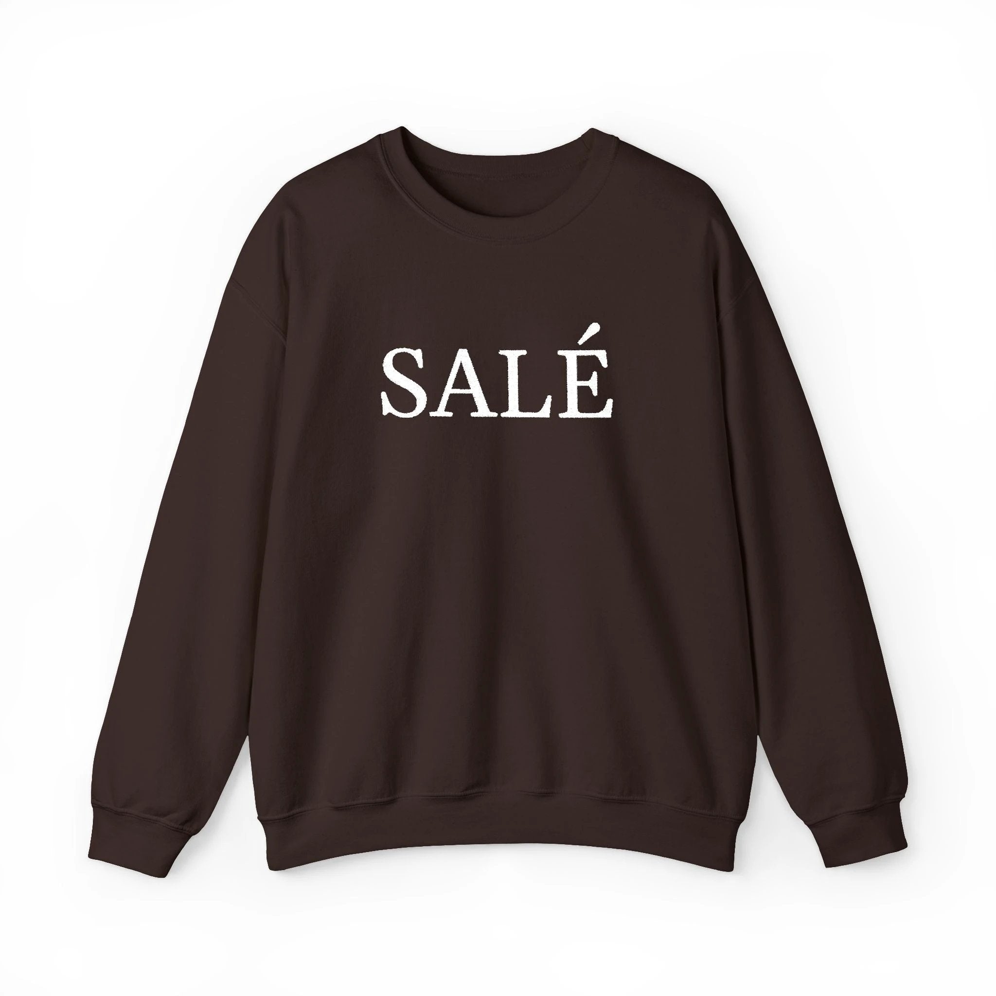 SALÉ (salty) embroidered French pun Text Crewneck Sweatshirt, Minimal French Word Graphic sweater for francophones by Printify