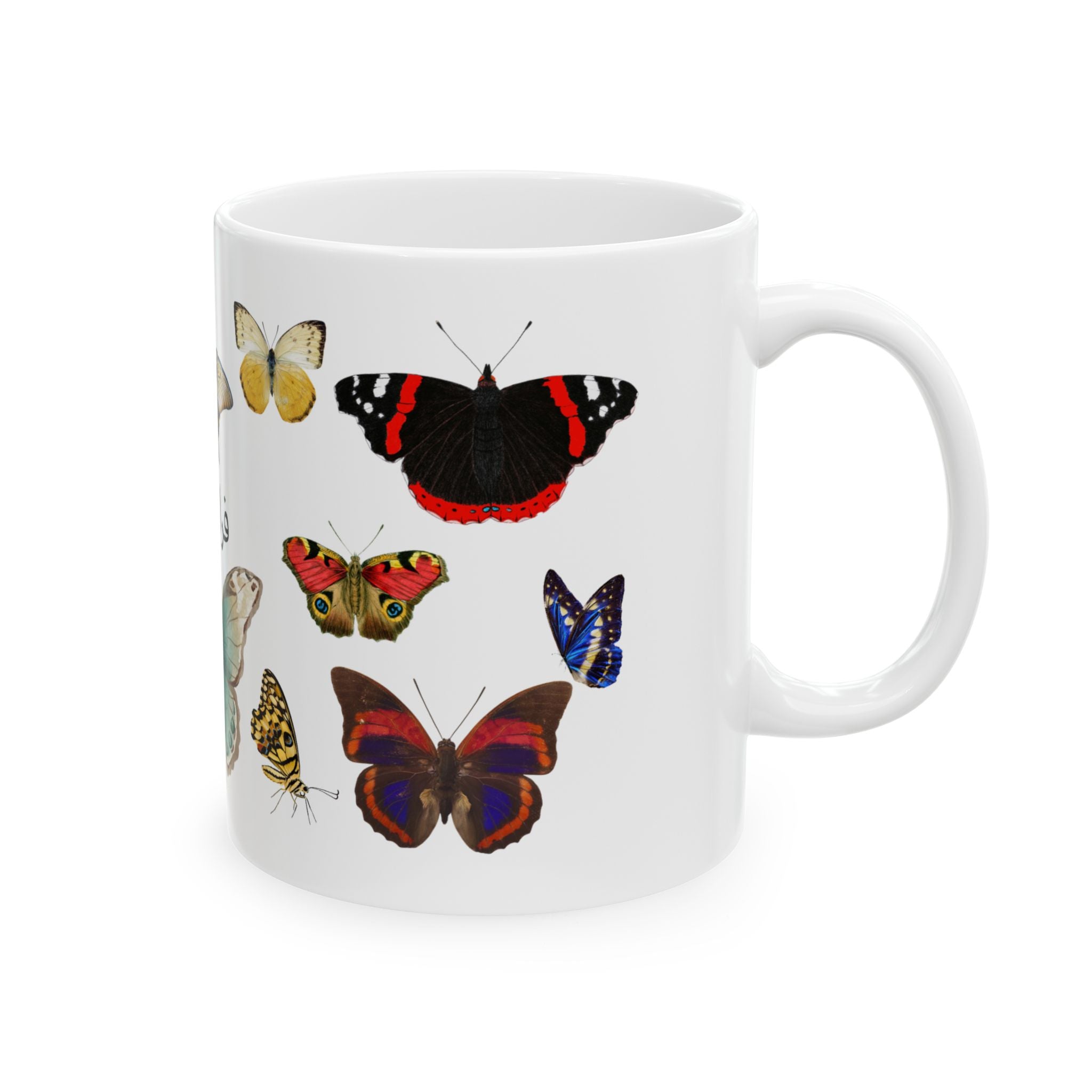 Arabic فراشات (Farāshāt) Vintage Butterflies Ceramic Mug — Colorful insect Design (11oz & 15oz)