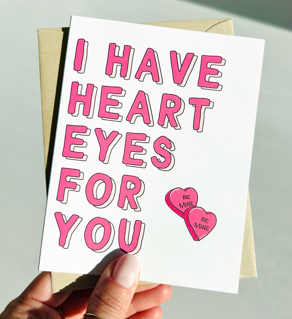 Heart Eyes Valentine's Card Funny Valentines Card Cute Card for Anniversary Card