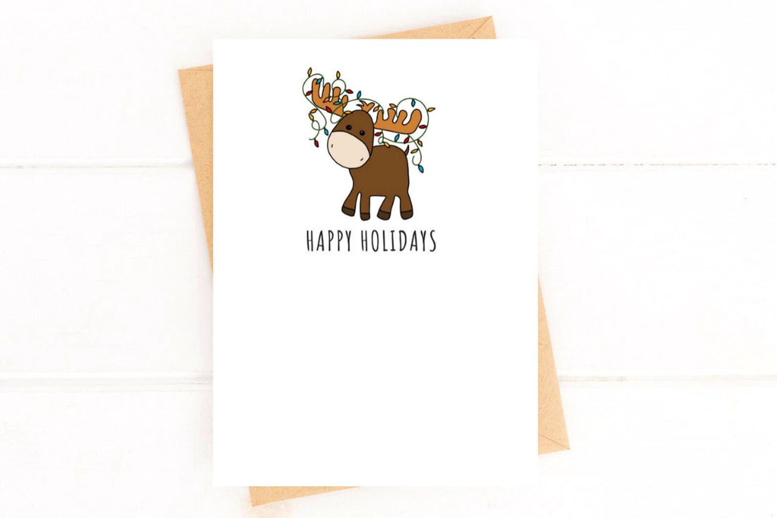 Moose Holiday Card Set, Moose Christmas Card, Unique Holiday Card by Five Dot Post
