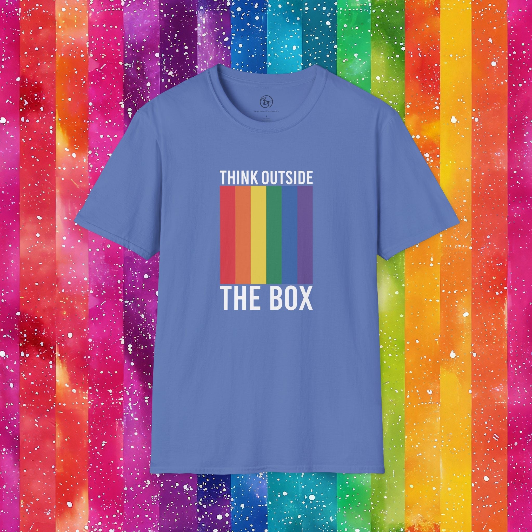 Bespattered Facade Rainbow Think Outside the Box Unisex Softstyle T-Shirt