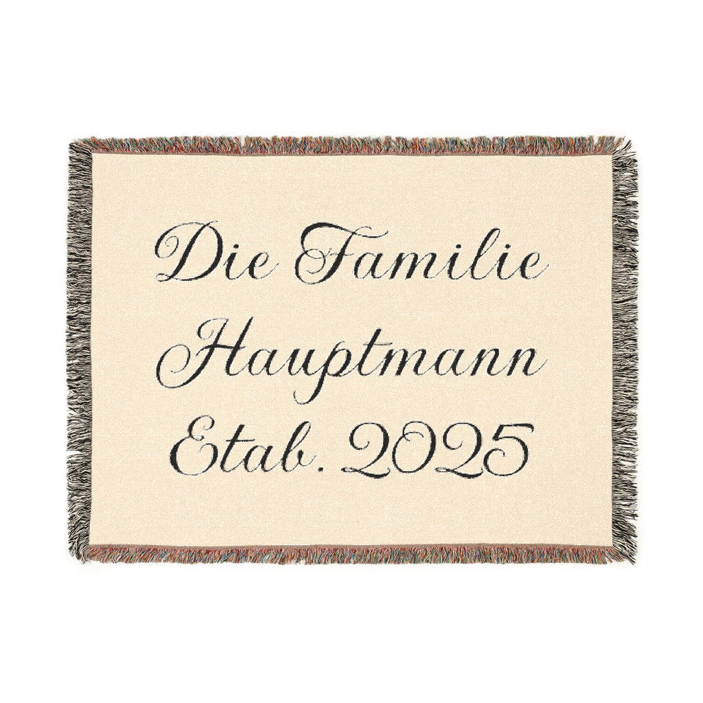 Personalisierte gewebte Familiendecke mit Namen und Jahr