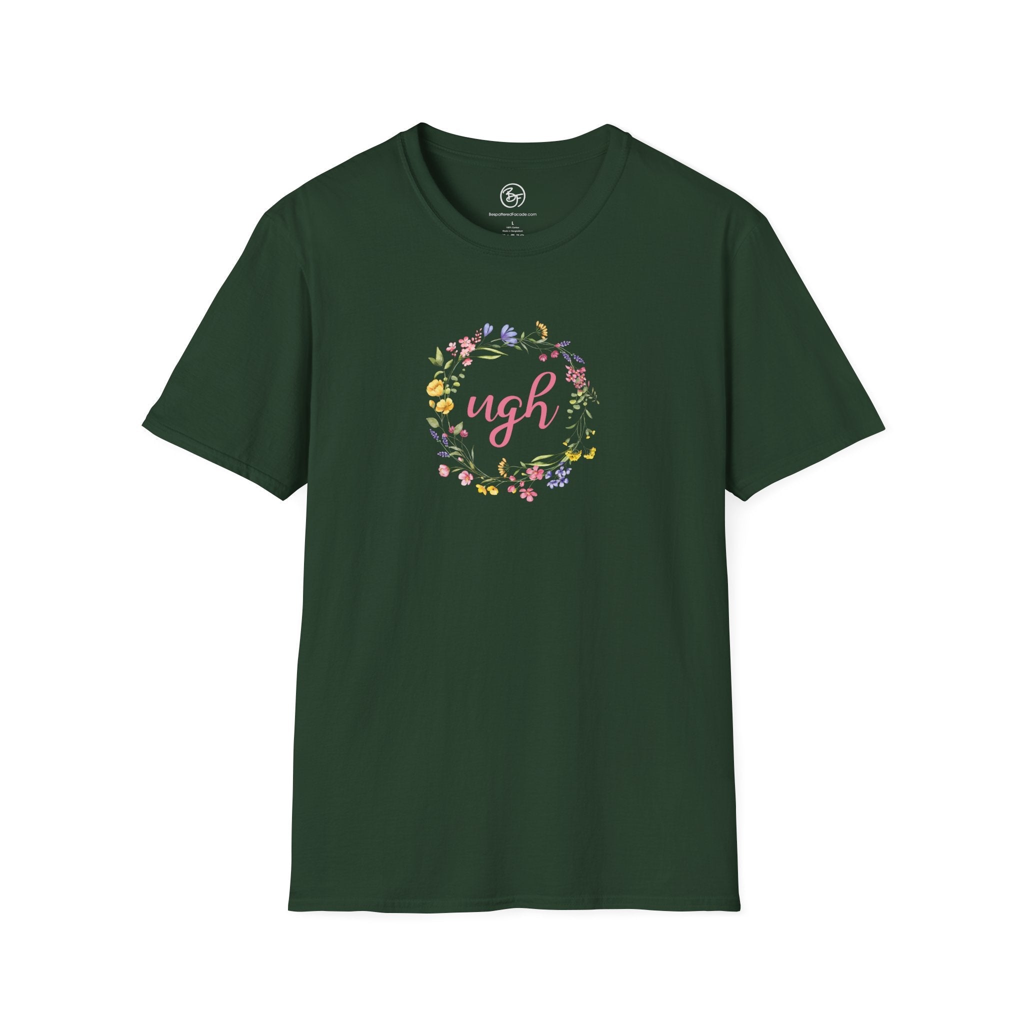 Bespattered Facade "Ugh" Floral Unisex Softstyle T-Shirt