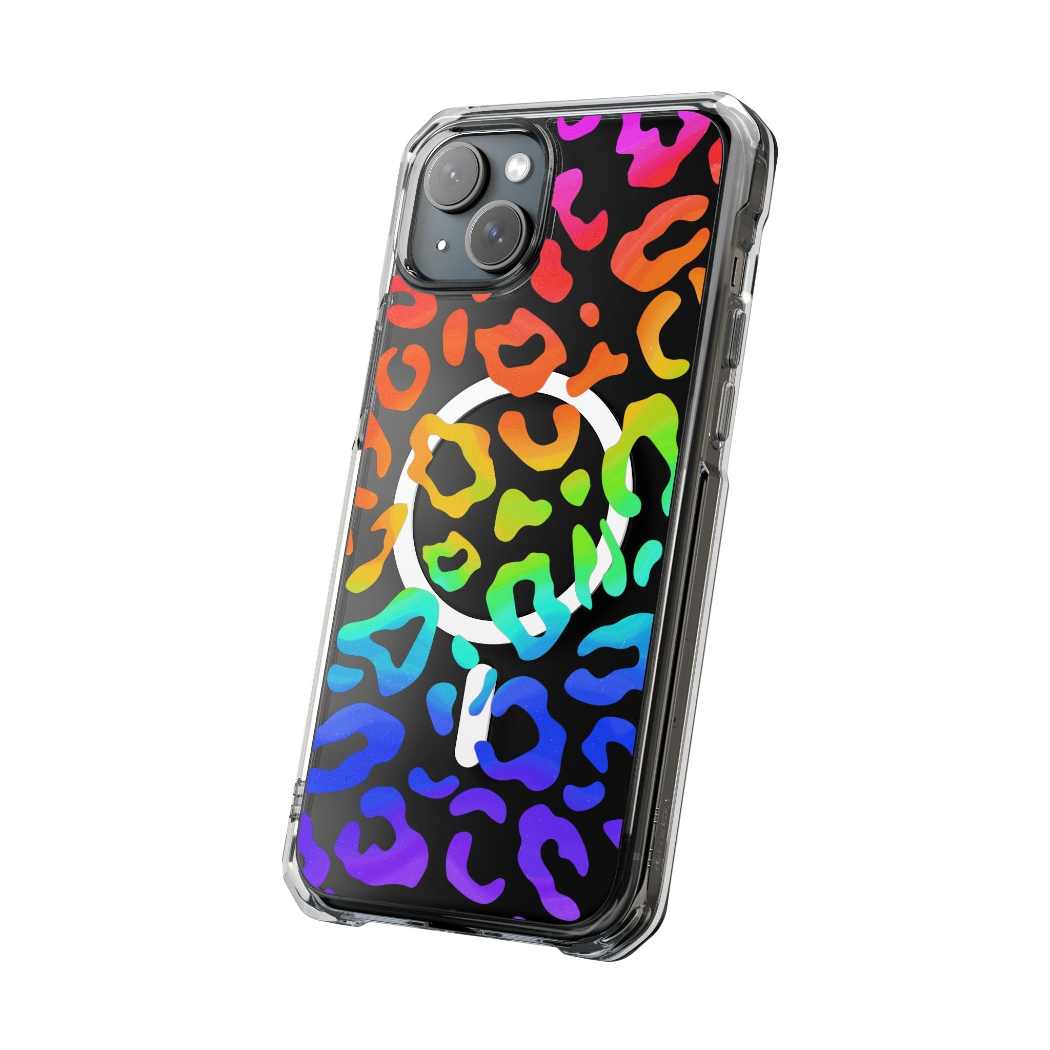 Bespattered Facade Watercolor Rainbow Leopard MagSafe Clear Impact Case