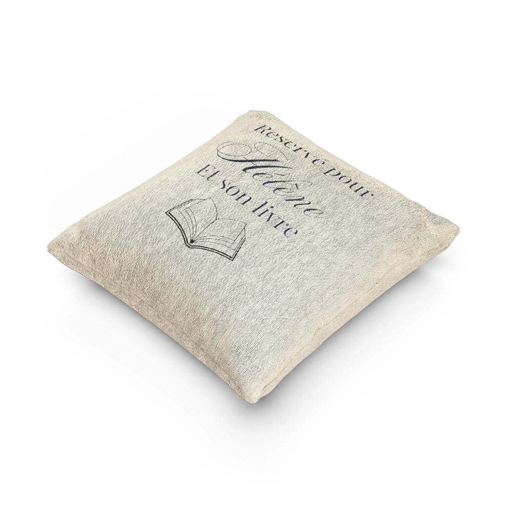 Réservé pour (nom) et son livre Woven Pillow, Book Lover Cross-Stitch Design by Printify