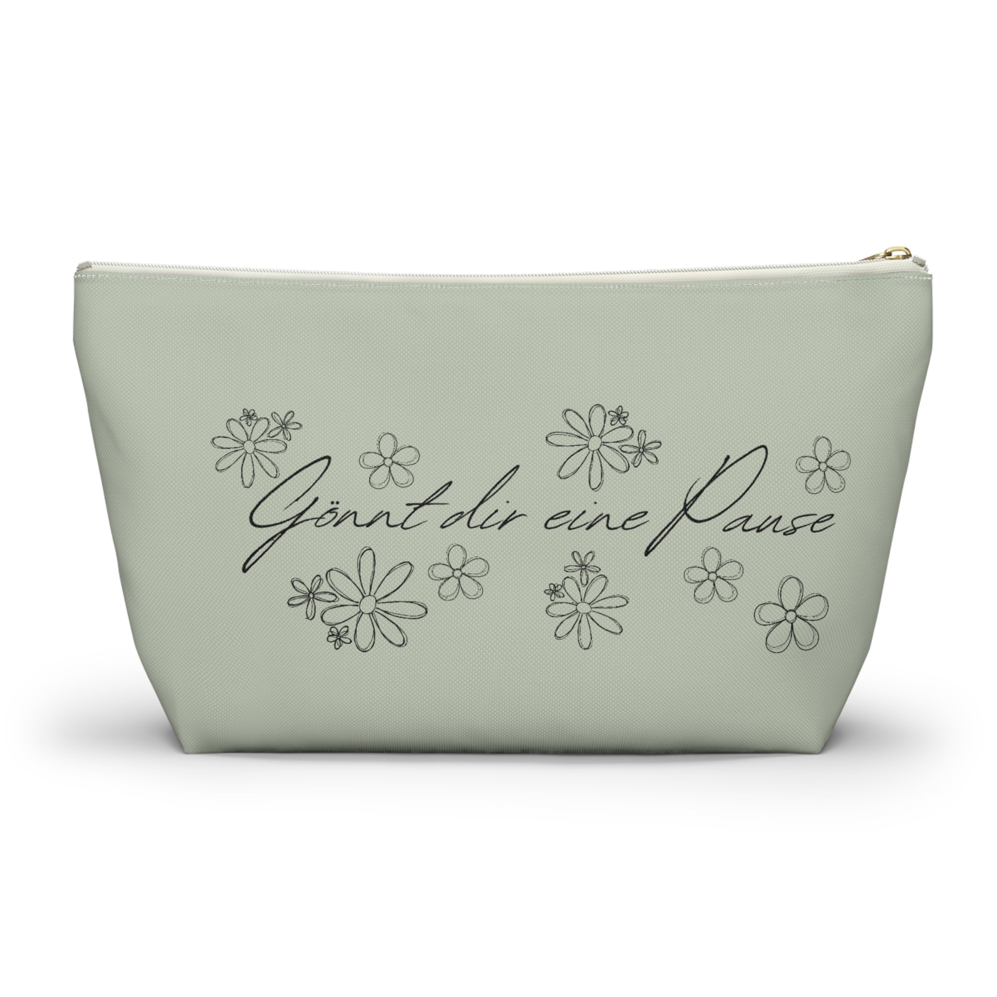 German mental health Accessory Pouch "Gönnt dir eine Pause" (Give yourself a break) Floral Makeup Bag, geschenk