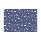 Elegant Koi Fish Cherry Blossom Gift Wrap, indigo Blue Wrapping Paper, Crane Pattern