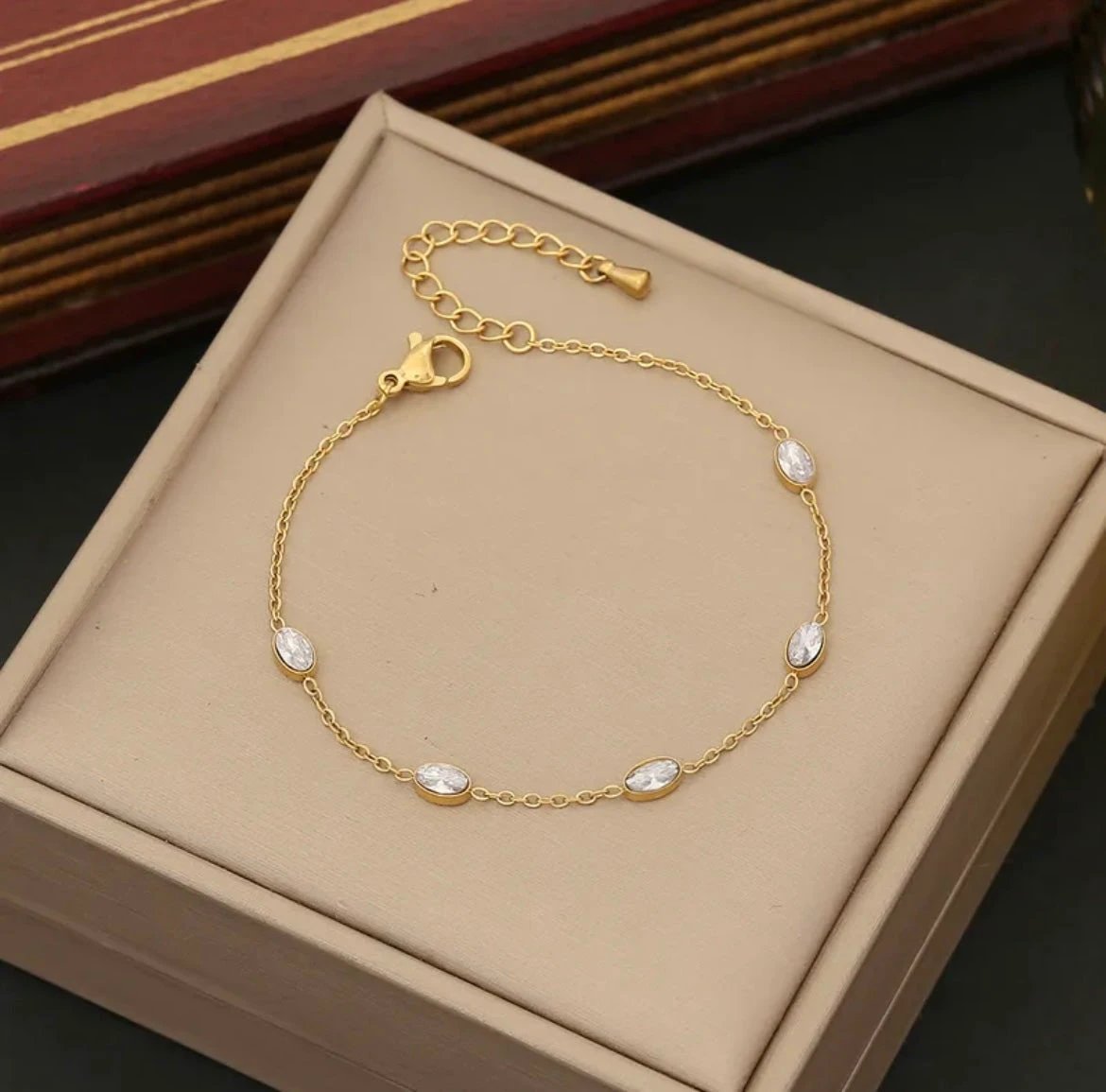 Dainty Diamond Bracelet Heart or Oval by Curated By Suarez