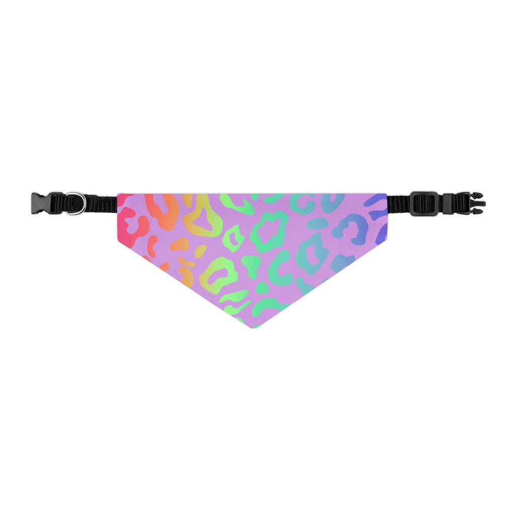 Bespattered Facade Rainbow Leopard Pet Bandana Collar