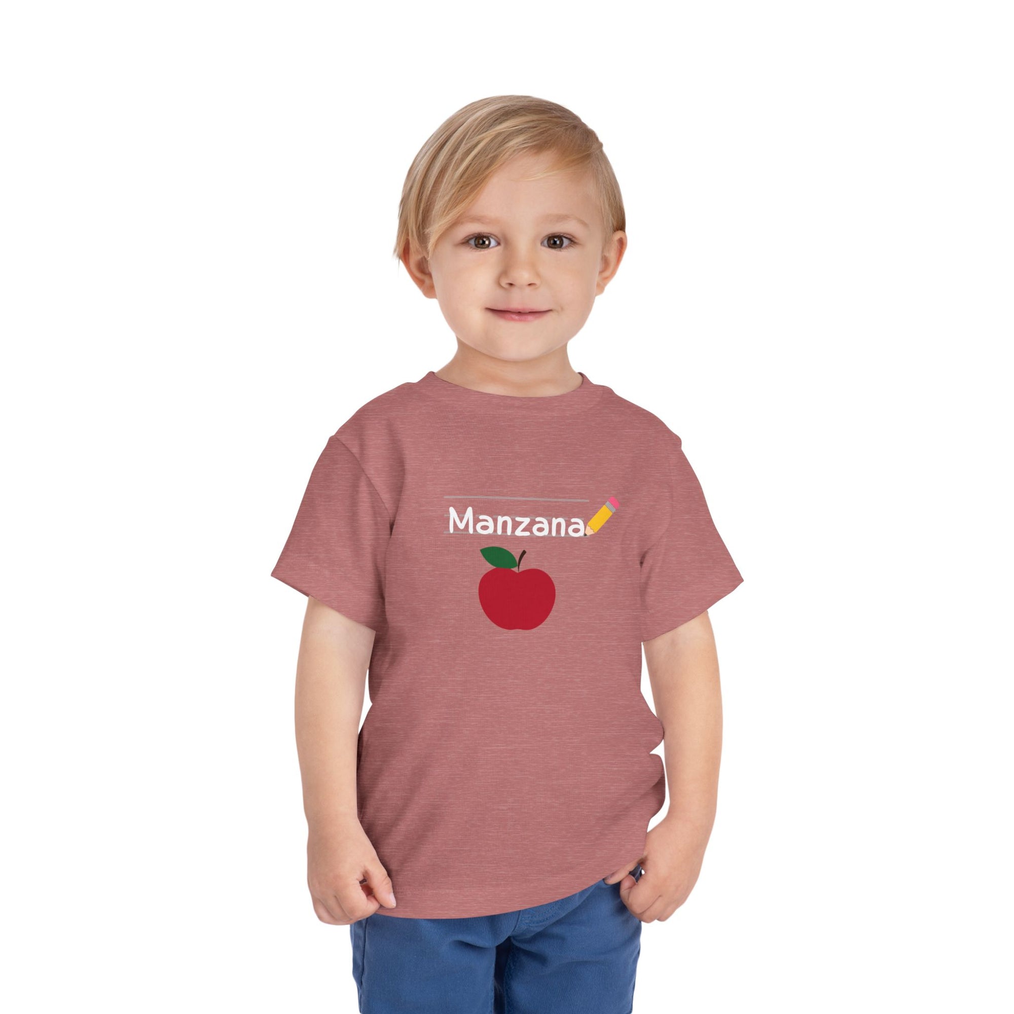 Manzana Apple and Pencil Toddler Tee Shirt - La Vie Bien - Apple Design - Apple shirt for toddler - Back to School