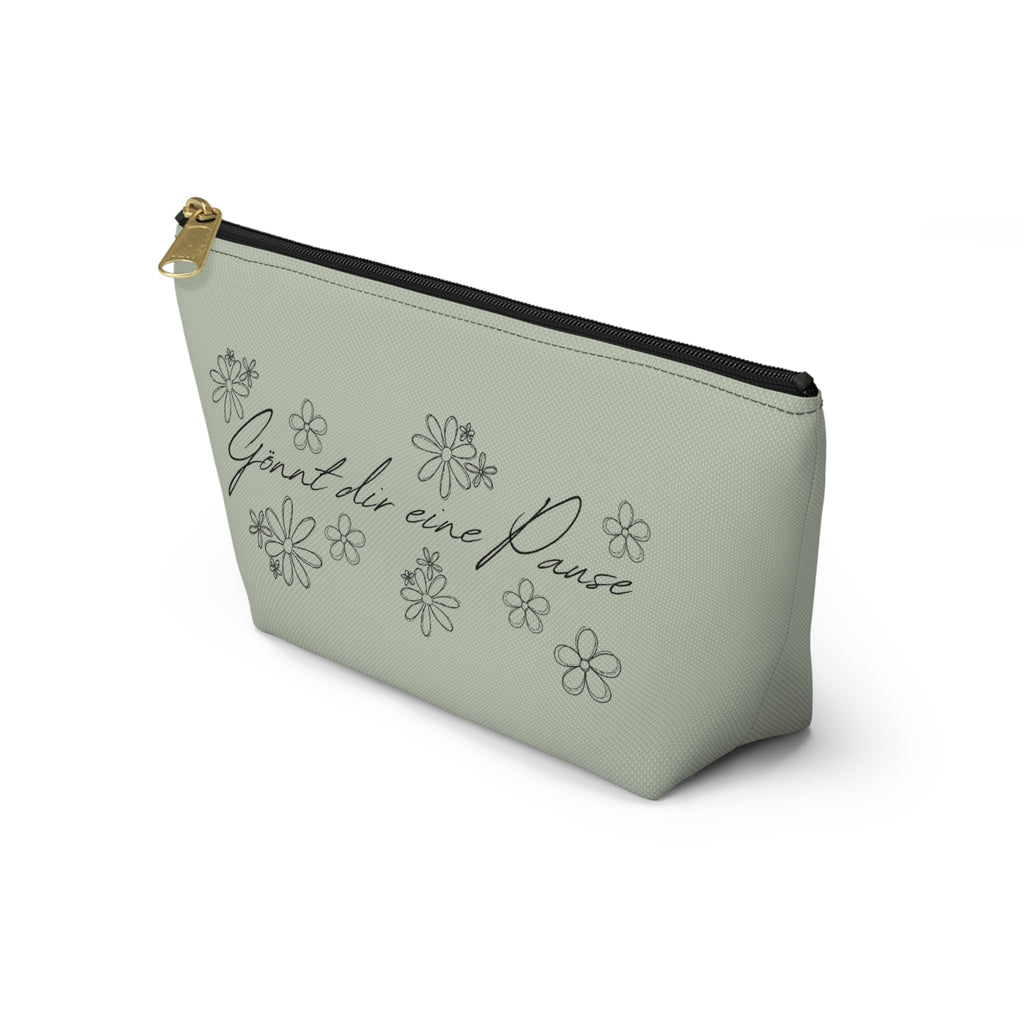 German mental health Accessory Pouch "Gönnt dir eine Pause" (Give yourself a break) Floral Makeup Bag, geschenk