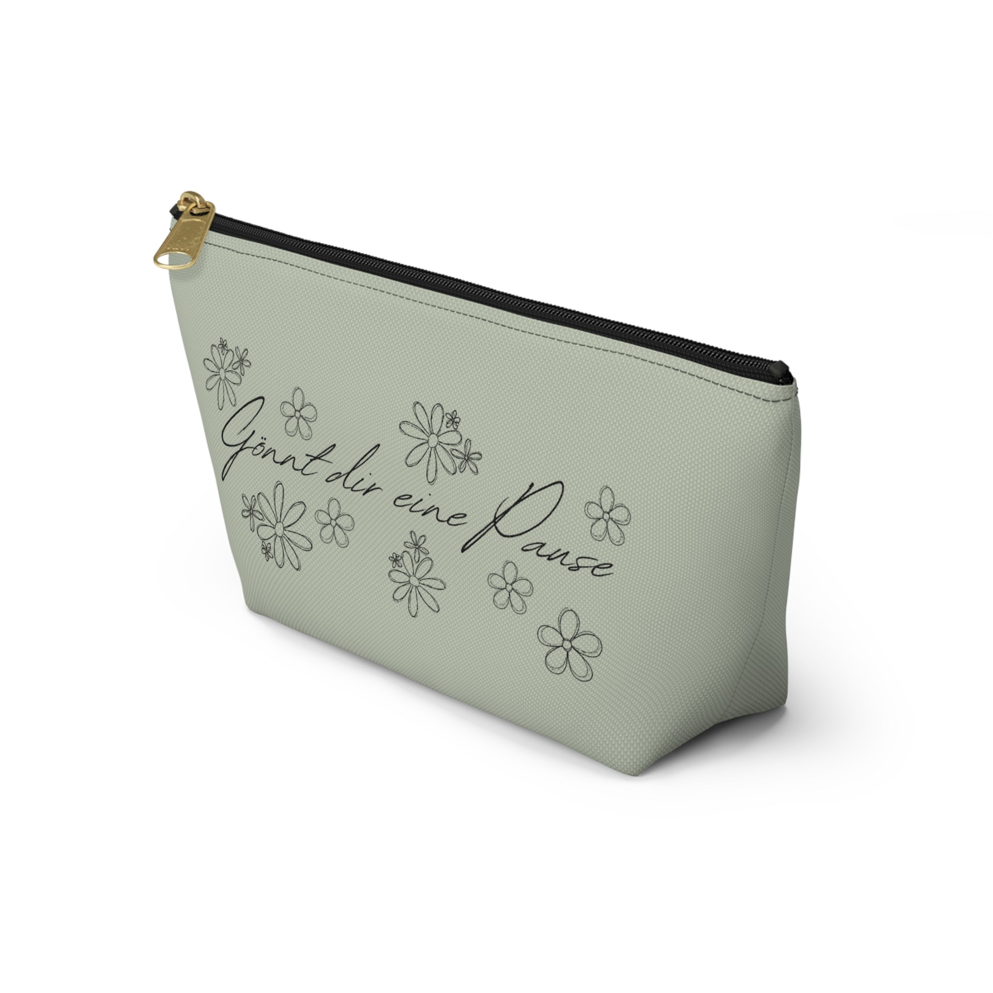 German mental health Accessory Pouch "Gönnt dir eine Pause" (Give yourself a break) Floral Makeup Bag, geschenk