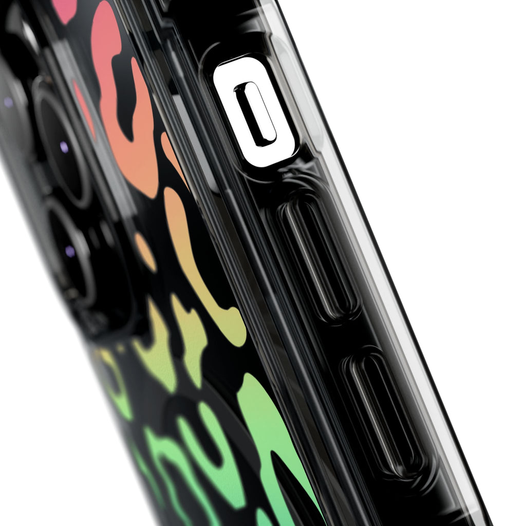 Bespattered Facade Bright Rainbow Leopard MagSafe Clear Impact Case