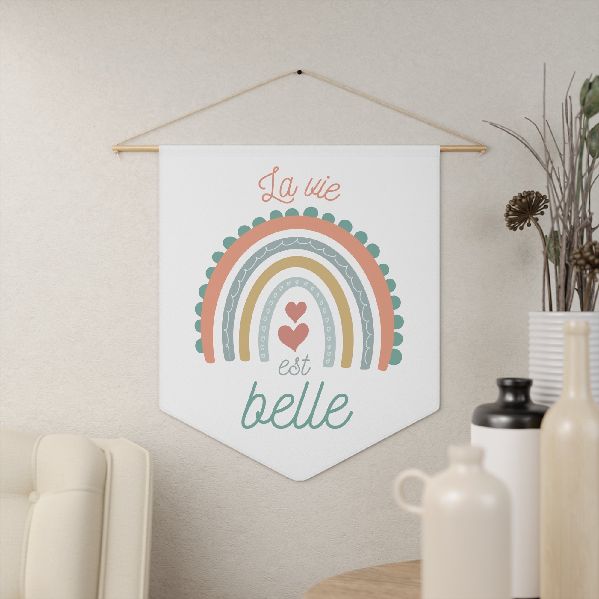 La vie est belle Rainbow Pennant Wall Art