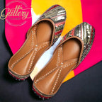 Black Ethnic Leather Punjabi Jutti with Sequence Work | Indian Women Footwear | Womens'  Mojari | Khussa Shoes for Women | Indian Ballet Flats