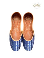 Indigo Blue Punjabi Leather Jutti | Indian Women's Traditional Wear Mojari | Women's Khussa Shoes | Indian Wedding Jutti | Indian Ballet Flats