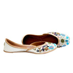 White Ethnic Punjabi Leather Jutti | Women'S Traditional Wear Mojari | Women Khussa Shoes | Indian Ballet Flats
