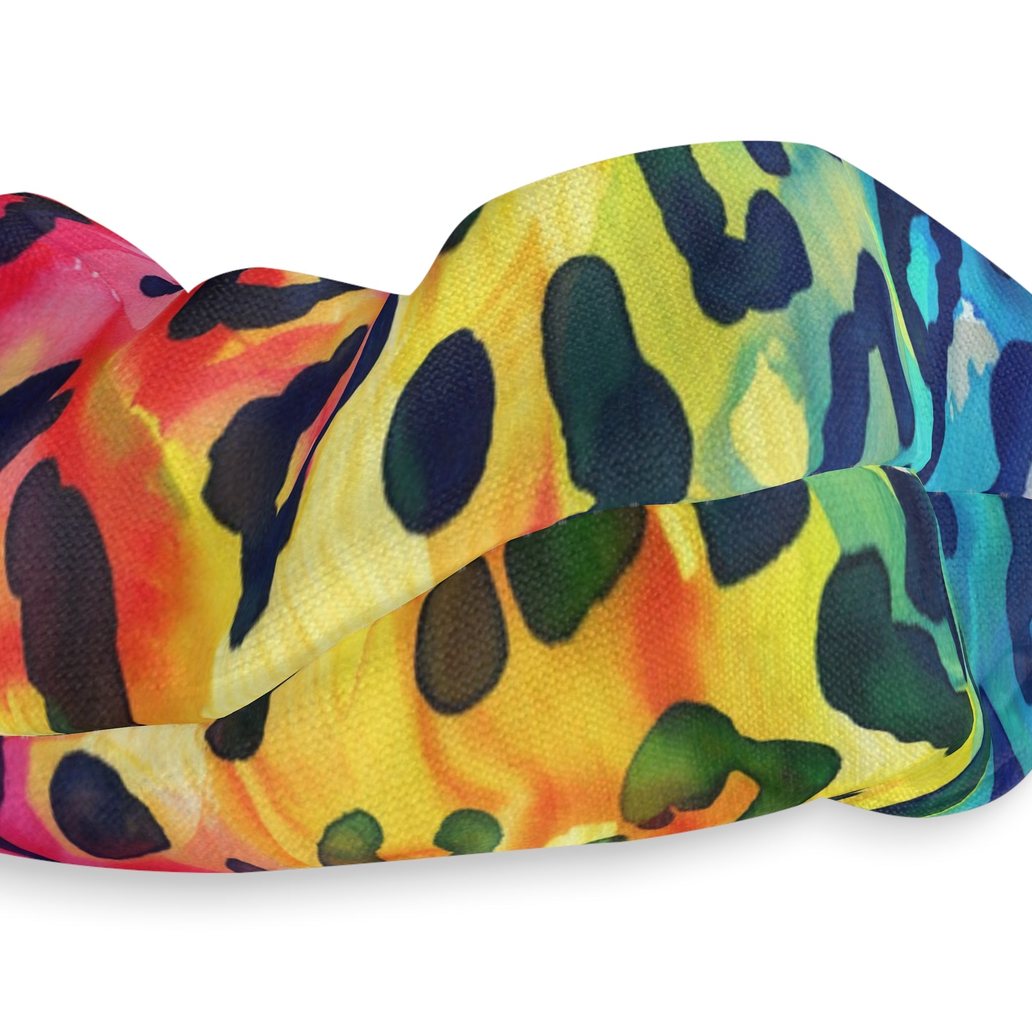 Bespattered Facade Rainbow Watercolor Leopard Scrunchie