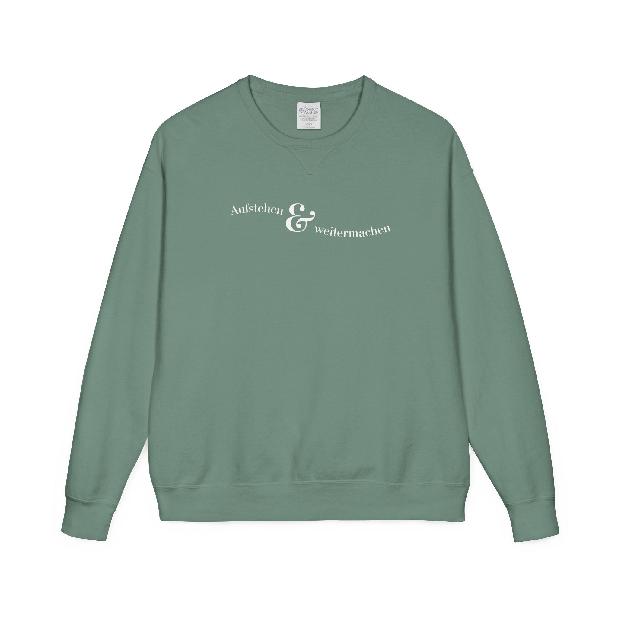 aufstehen und weitermachen Mental Health Sweatshirt crewneck, minimalist text logo sweater