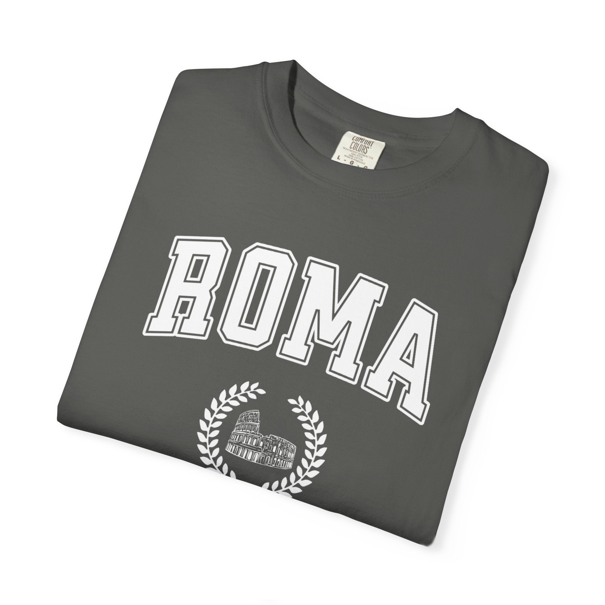 Roma College-Style T-Shirt — Vintage Italian Travel Tee with Colosseum graphic