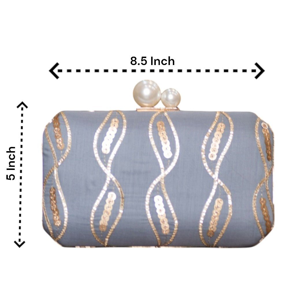 Exclusive Gray Clutch with Sequence Work