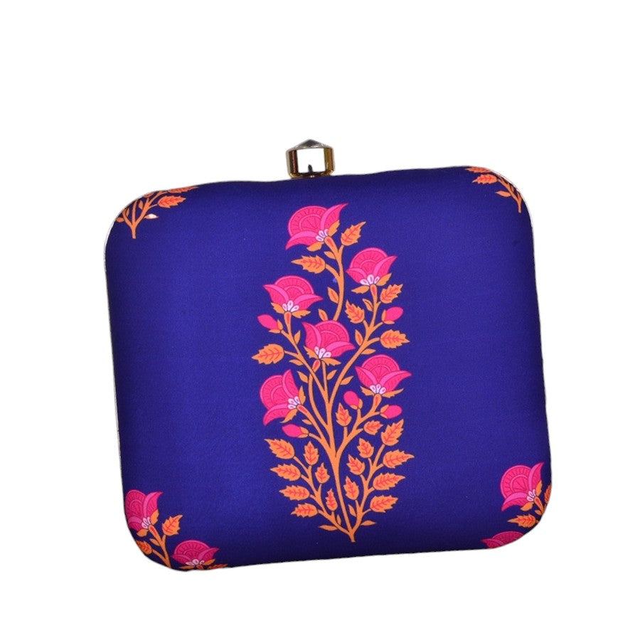 Exclusive Box Clutch with Pink Flower Print