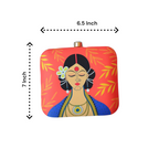 Indian Ethnic Designer Clutch with Lady Portrait with Bindi, Sindoor & Nose-pin