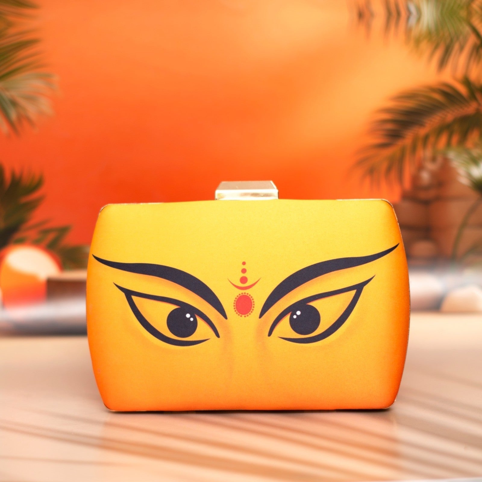 Exclusive Clutch with Durga Eyes Portrait with Chain to Carry