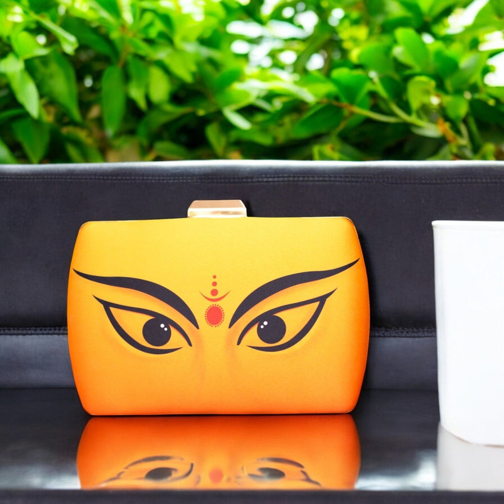Exclusive Clutch with Durga Eyes Portrait with Chain to Carry