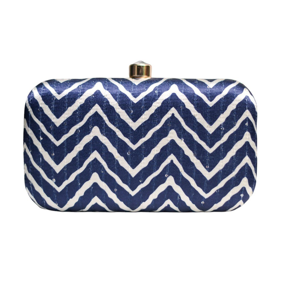 Exclusive Navy Blue Lehriya Print Clutch