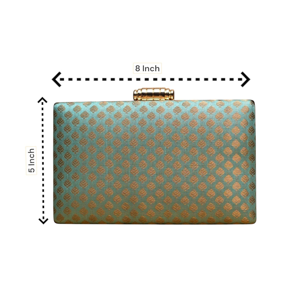 Indian Ethnic Designer Sea Green Zari Work Clutch