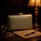 Indian Ethnic Designer Sea Green Zari Work Clutch