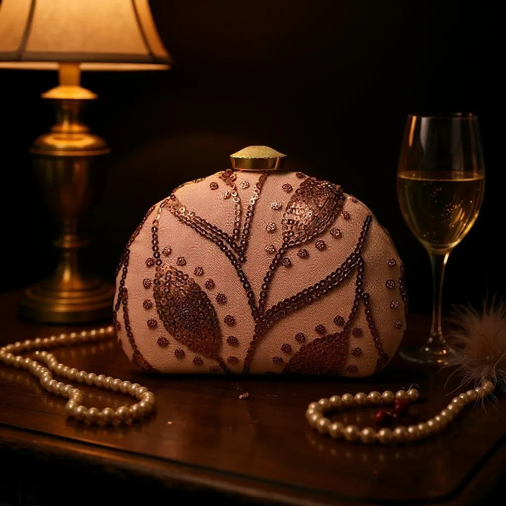 Indian Ethnic Designer Sequence Work Clutch with Unique Shape