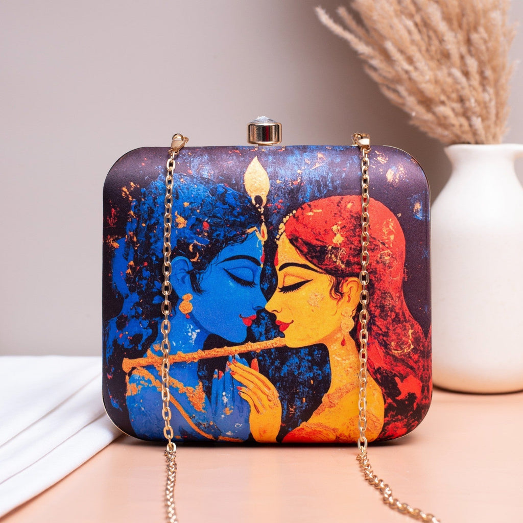 Radha Krishna Print Clutch