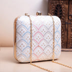 Exclusive White Chikankari Box Clutch