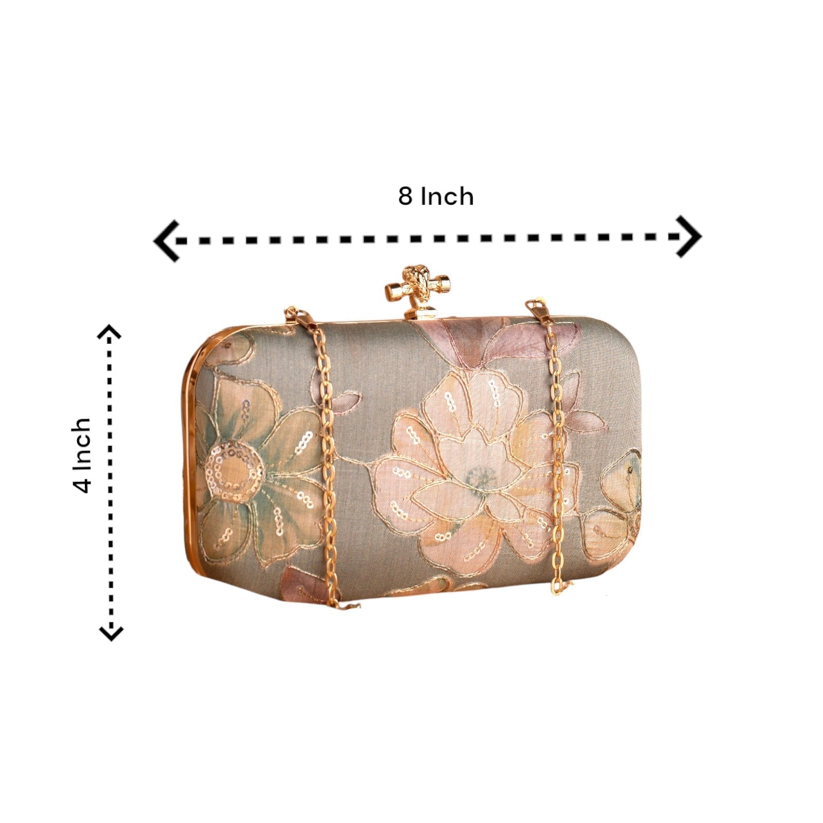 Indian Ethnic Designer Clutch with Ethnic Embroidery of Flower Design