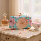 Indian Ethnic Designer Clutch with Ethnic Embroidery of Flower Design
