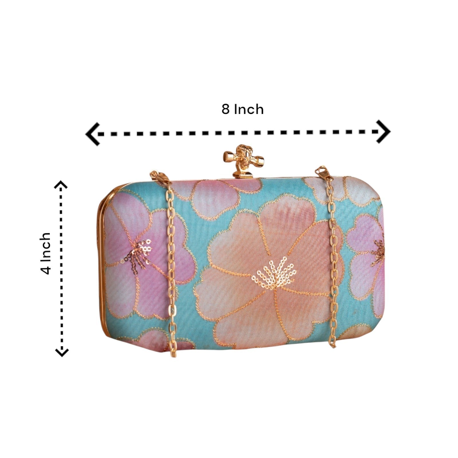 Indian Ethnic Designer Clutch with Ethnic Embroidery of Flower Design