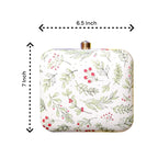 Indian Ethnic Designer Cream Clutch with Cherry & leaf Design