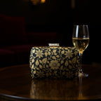 Exclusive Black Clutch with Golden Floral Design