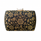 Exclusive Black Clutch with Golden Floral Design