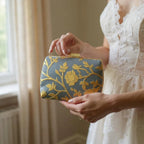 Indian Ethnic Designer Gray Clutch with Golden Floral Design