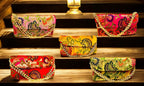 Banarsi Silk Clutch with Pearl Belt , Set of 5