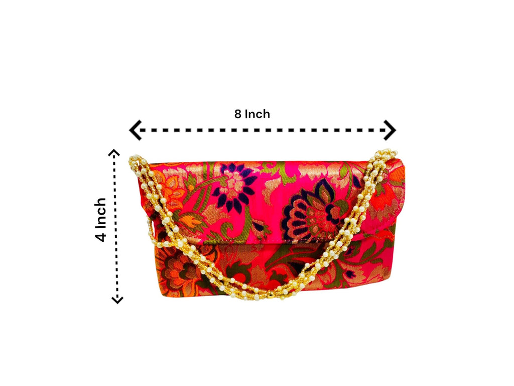 Banarsi Silk Clutch with Pearl Belt
