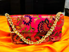 Banarsi Silk Clutch with Pearl Belt