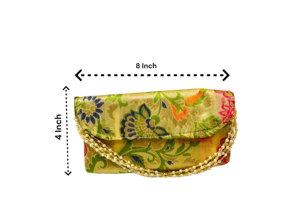 Banarsi Silk Clutch with Pearl Belt