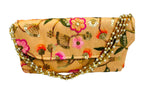 Embroidered Silk Clutch with Pearl Belt