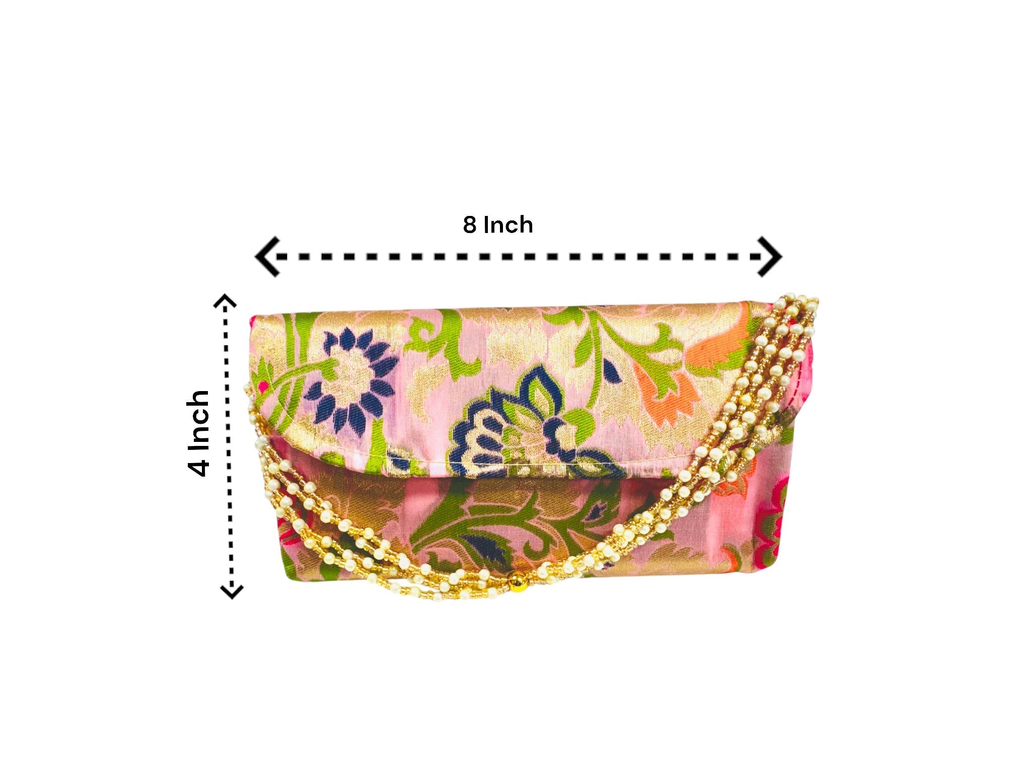 Banarsi Silk Clutch with Pearl Belt